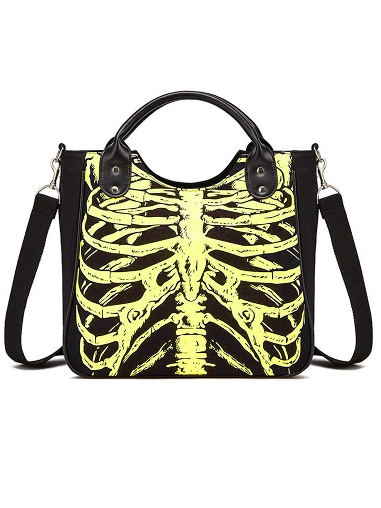 Sac à main vintage en toile squelette noire