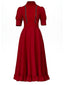 Robe rouge à volants en dentelle X-Prequel perlée des années 1940