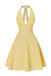 Robe à carreaux jaunes col v dos nu des années 1960