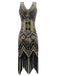 Robe Charleston Vintage Année 20 Gatsby à Franges Paillettes Soirée