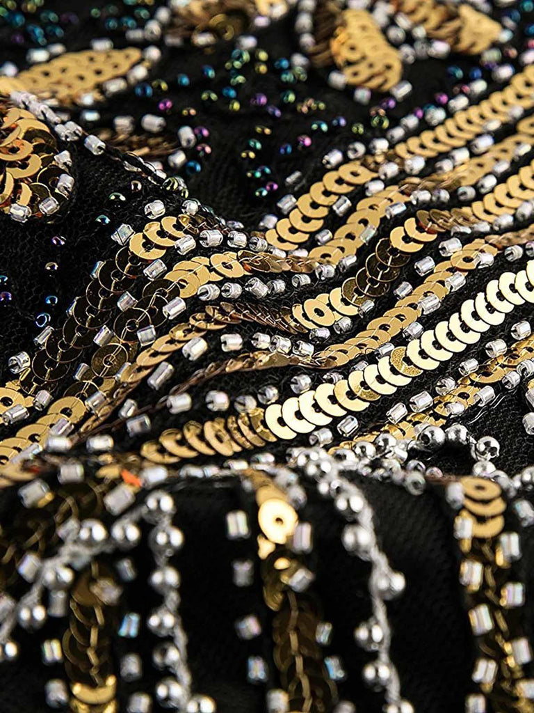 Robe Charleston Vintage Année 20 Gatsby à Franges Paillettes Soirée