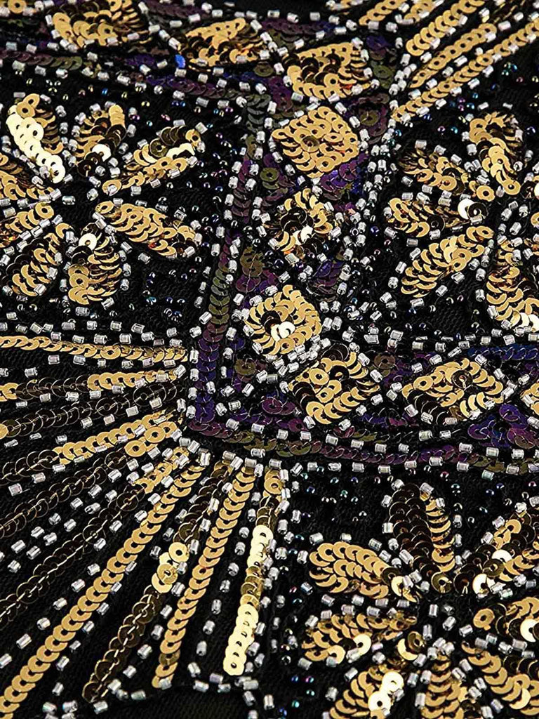 Robe Charleston Vintage Année 20 Gatsby à Franges Paillettes Soirée