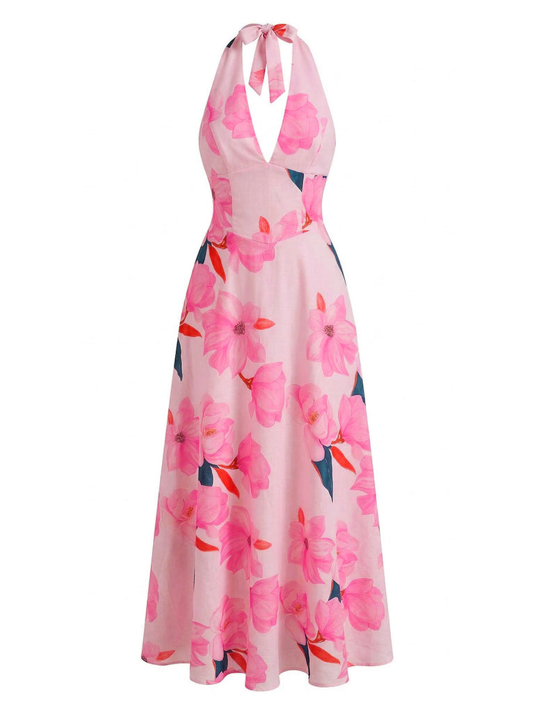 1930s Floral V-Neck Dress - vintage dress, retro fashion