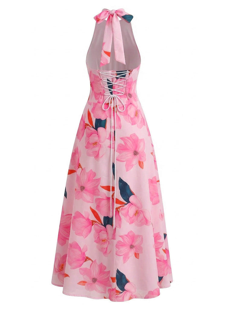 1930s Floral V-Neck Dress - vintage dress, retro fashion