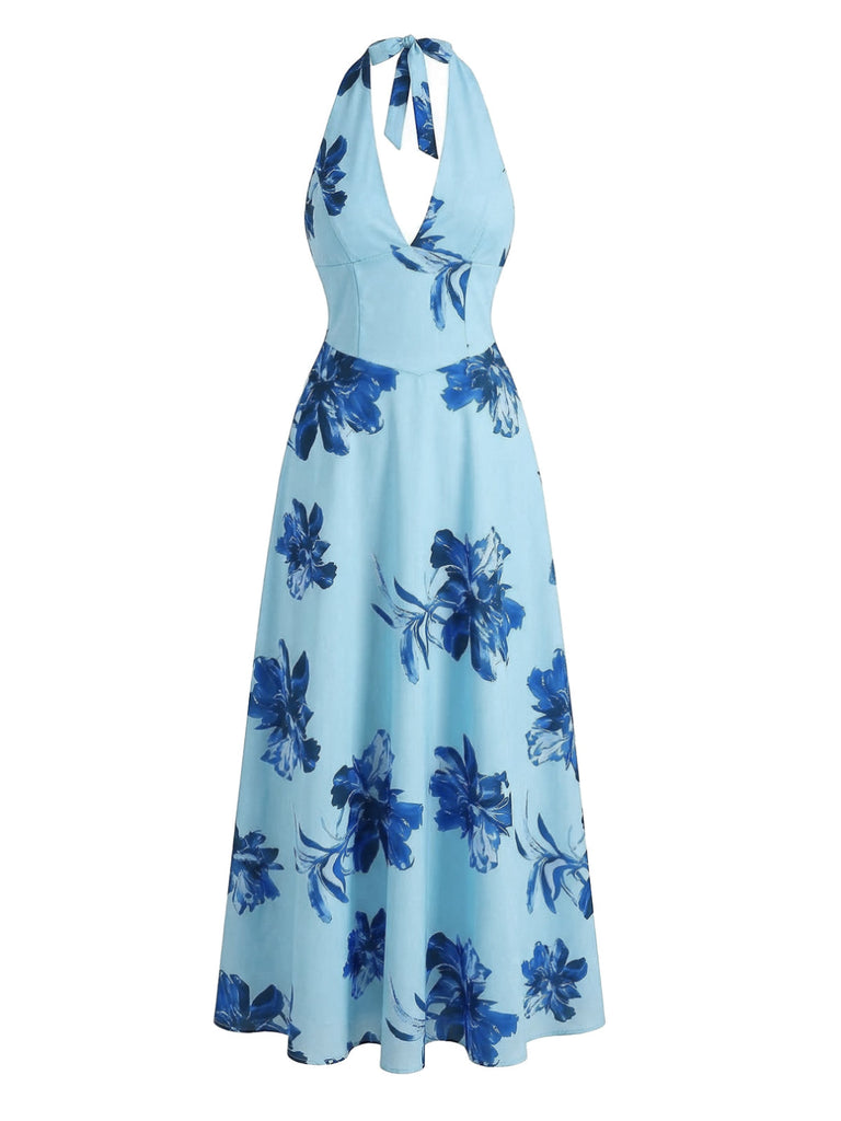 1930s Floral V-Neck Dress - vintage dress, retro fashion