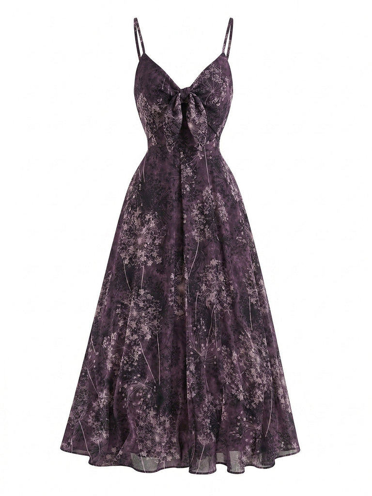 [Prévente] Robe à Bretelles Bohème Col en V Floral Aquarelle Bleu années 30 8