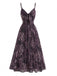[Prévente] Robe à Bretelles Bohème Col en V Floral Aquarelle Bleu années 30 8