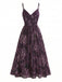 [Prévente] Robe à Bretelles Bohème Col en V Floral Aquarelle Bleu années 30 9