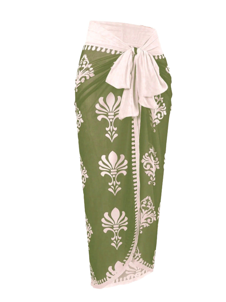 Bohème Florale Imprimé One-Pièce Maillot de Bain & Cache Maillot Années 1970 10