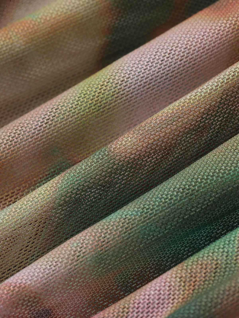 1930s Rose Print Fishbone Ruched Slit Dress