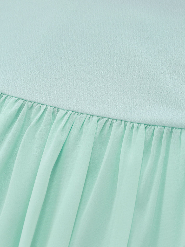 Ensemble 2 Pièces Haut en Dentelle Manches Courtes & Jupe Asymétrique Vert Années 1930