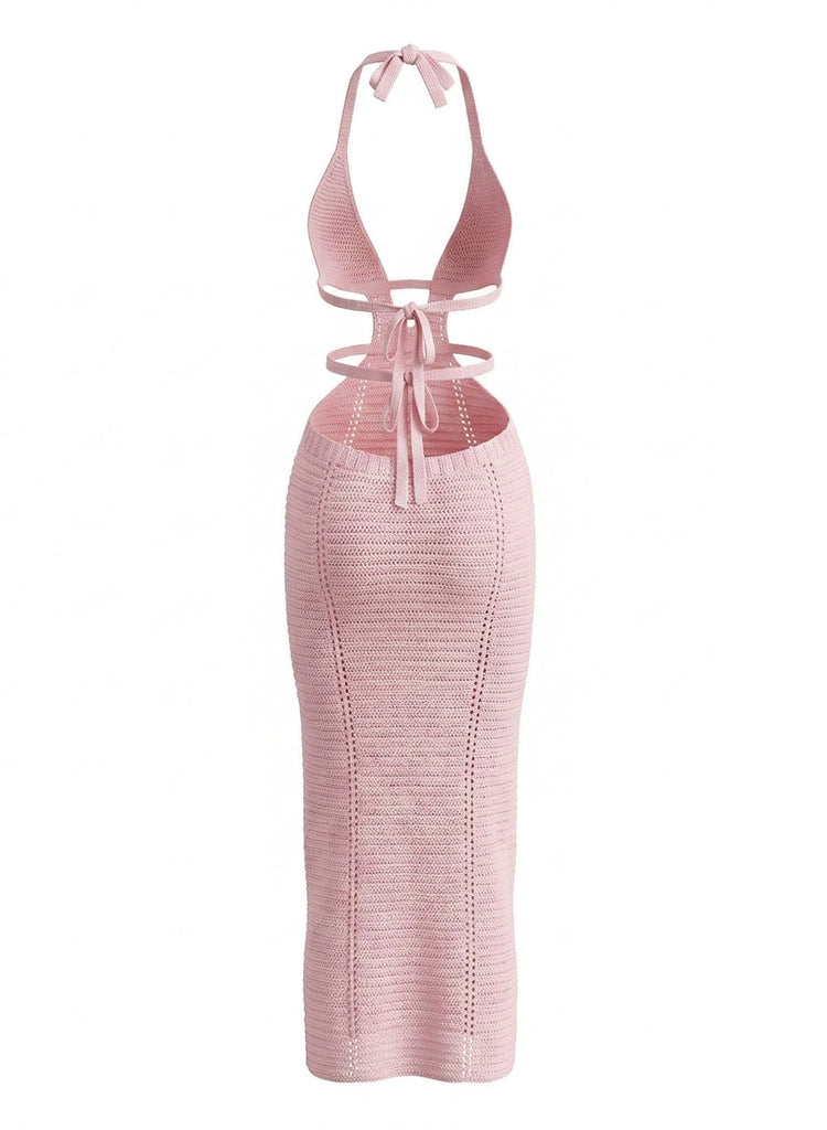 Robe Cache-Maillot Dos-Nu Ajourée au Crochet Unie Années 1930