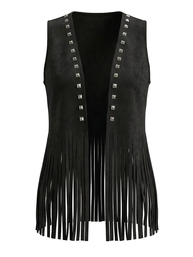 Gilet Western à Franges et Clous en Daim Années 30