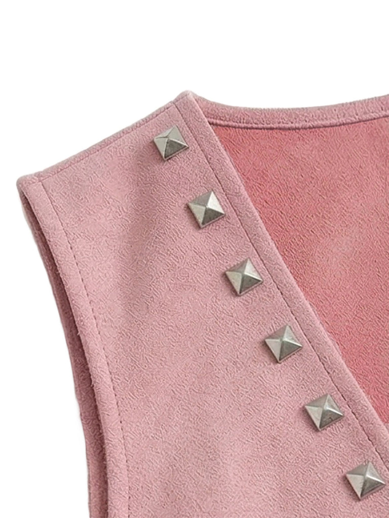 Gilet Western à Franges et Clous en Daim Années 30