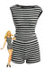 Ensemble 2 Pièces Haut Sans Manches Rayé & Short Taille Haute Noir Années 1940