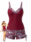 Ensemble tankini bohème col V bretelles années 70