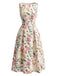 Robe en A Florale Col Bateau Sans Manches Imprimée Années 1940 3