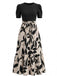 Florale Col Rond Ceinturée Robe Années 1940 3