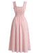 Col Carré Texturé Smoked Waist à Volants Bride Robe Années 1940 3