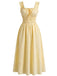 Col Carré Texturé Smoked Waist à Volants Bride Robe Années 1940 4