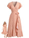 Robe Sirène Col V à Petites Fleurs Orange Années 40