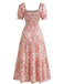 Robe Florale Col Carré Froissé Années 1940 7