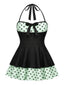 [Prévente] Robe de bain dos nu patchwork à pois noire années 40