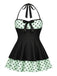 [Prévente] Maillot de Bain à Jupe Halter à Pois Patchwork Rouge Années 1940 10