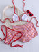 Ensemble Bikini Triangle Côtelé Dos-Nu Rayé Rouge Années 1940