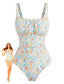 Maillot de Bain Une Pièce Blanc Petit Fleurs Années 1940