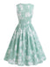 Robe Plissée Sans Manches à Ligne A Floral Années 40