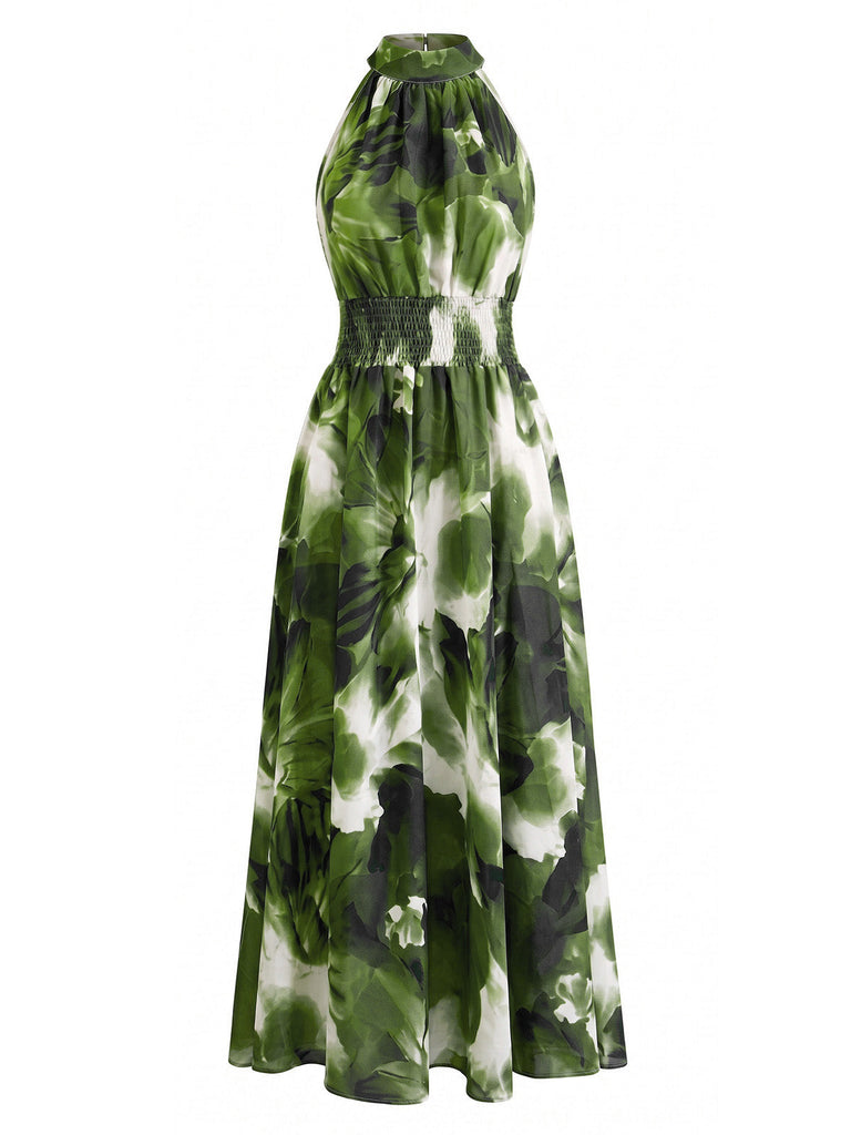 Robe Sans Manches Floral Tie-Dye Années 40