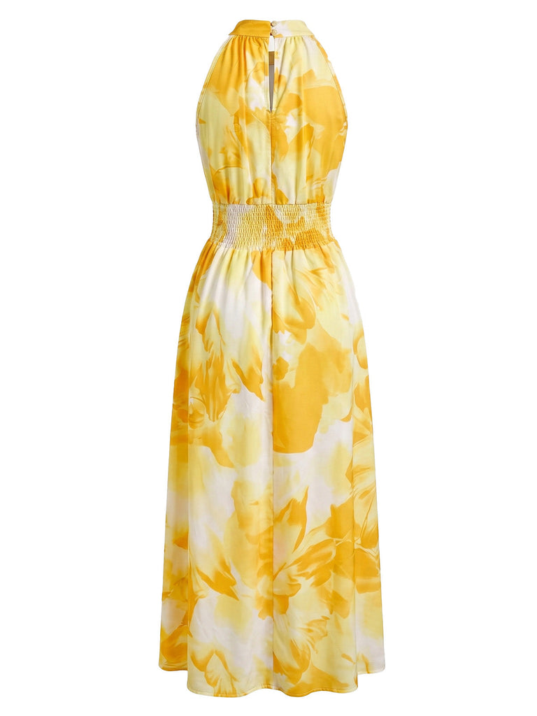 Robe Sans Manches Floral Tie-Dye Années 40