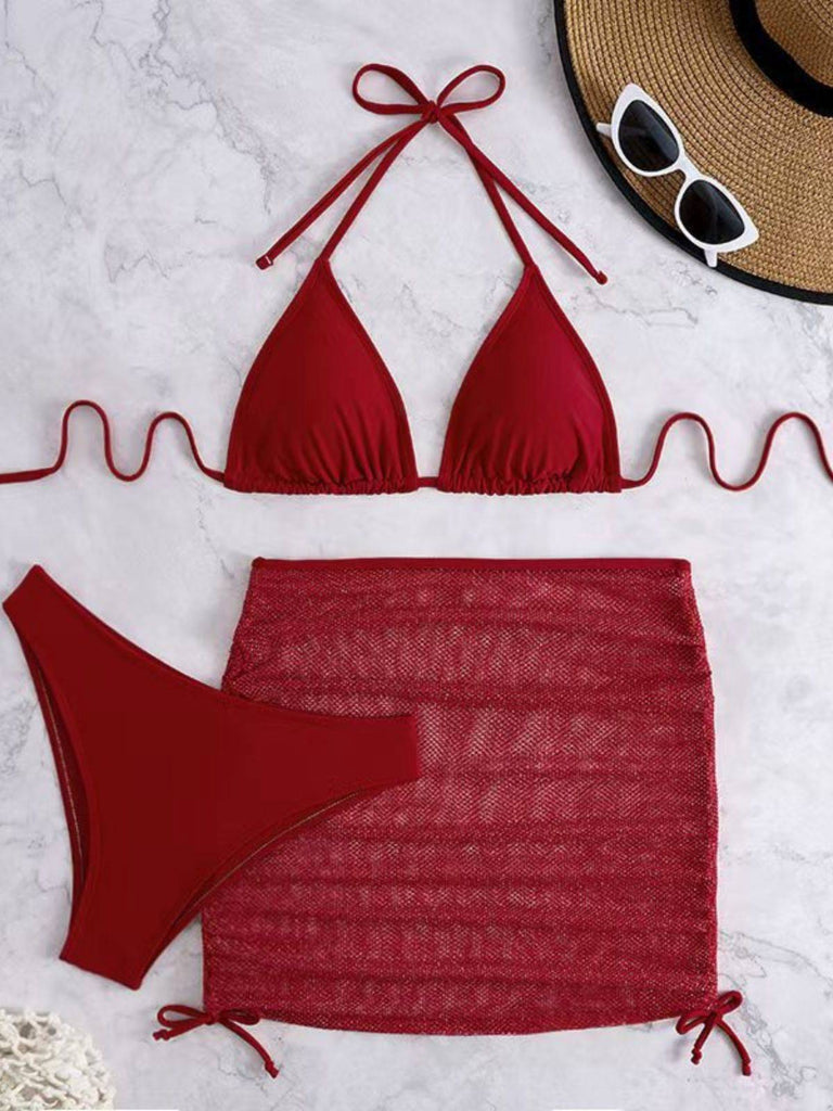 Bikini col halter unie et cache-maillot crochet 1940s