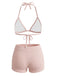 Ensemble Bikini Texturé Halter Uni Triangle Années 1940 3