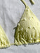 Ensemble 3 Pièces Bikini Dos-Nu Texturé & Short Jaune Années 1950