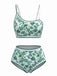Ensemble Bikini Floral Botanique Asymétrique Taille Haute Années 1950 2