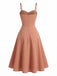 Coton Jacquard Bretelles Spaghetti Évasée Robe Années 1950 4