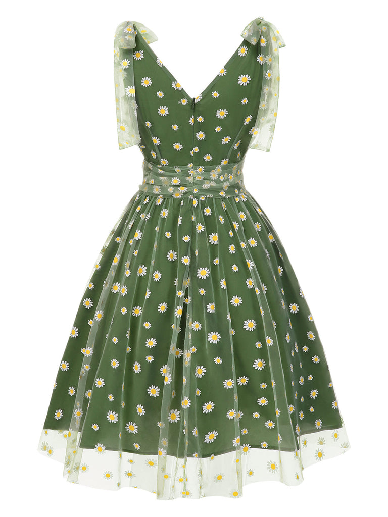 [Prévente] Robe Évasé Filet Marguerite Beige Années 1950 13