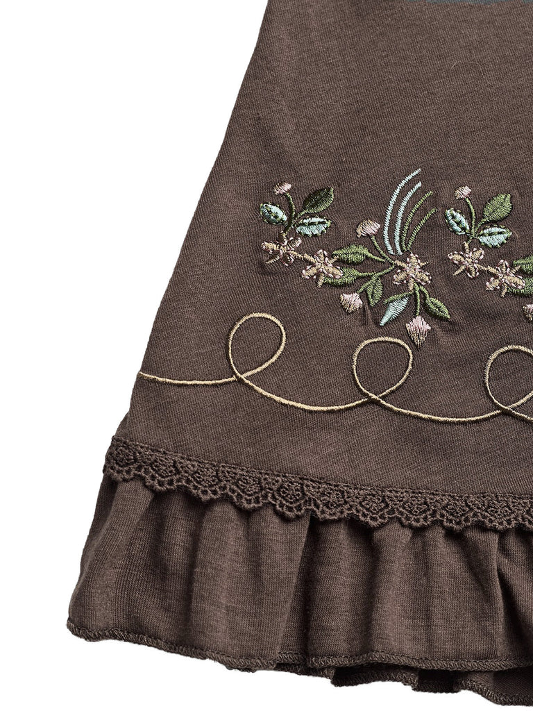 Top Cami Brodé Floral avec Dentelle Années 50