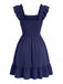 Robe Smockée Col Carré à Manches à Volants Années 1950 3