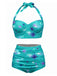 Maillot de Bain Dos-Nu à Lacets Pailleté Turquoise Années 1950