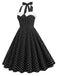Robe trapèze bleue à pois années 1950 Rockabilly Pin Up