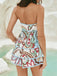 Deux Pièces Florale Botanique Imprimé Bustier Haut & Short Années 1950 3