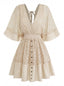 Robe Courte Bohème En Dentelle Beige Années 1970