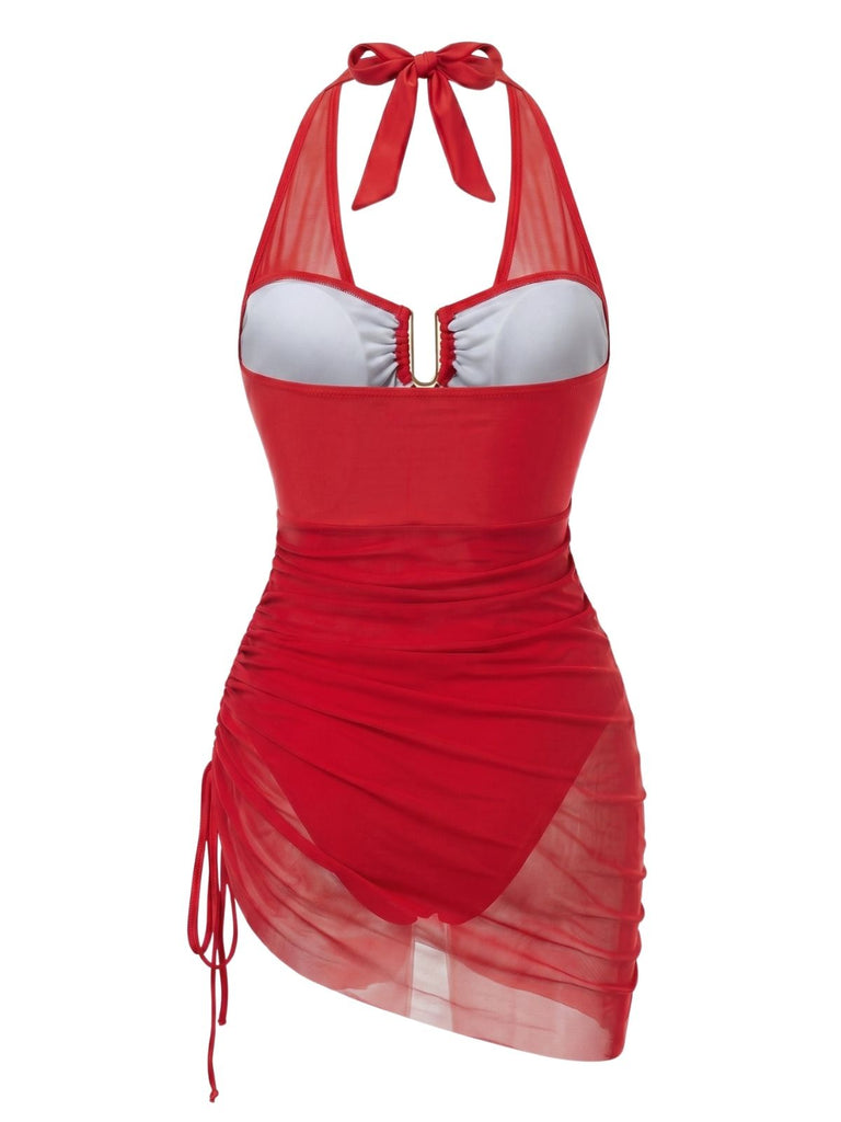 Maillot de Bain Une Pièce Filet Halter Années 1950 5