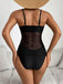 Ensemble Tankini en Maille à Bretelles Fines Imprimé Palmiers Années 1950