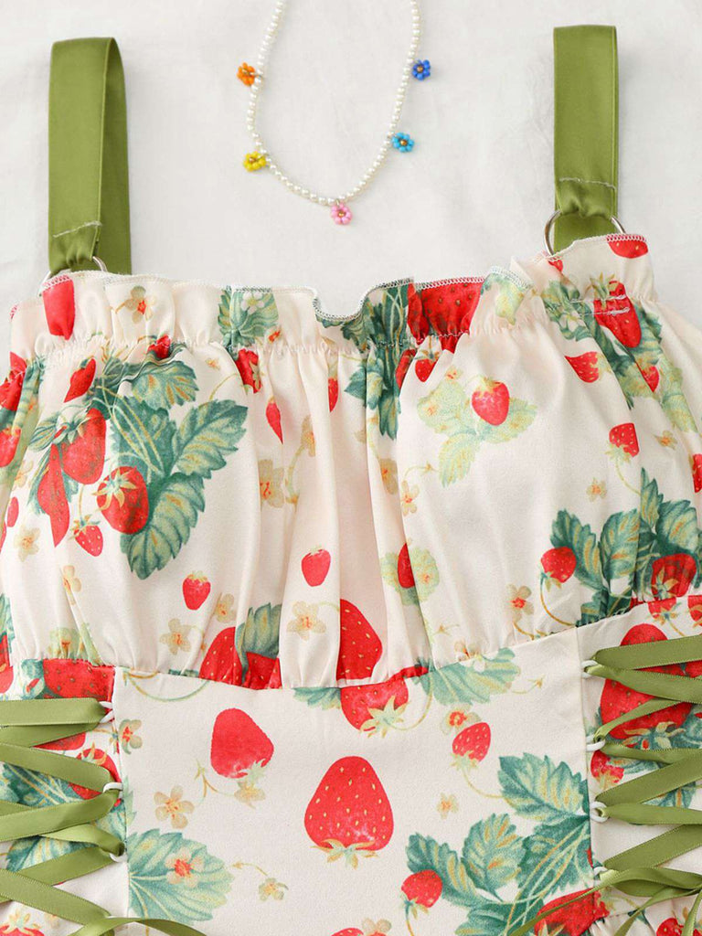 à Volants Col Carré Sans Manches Florale Imprimée Évasée Robe Années 1950 19
