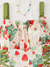 à Volants Col Carré Sans Manches Florale Imprimée Évasée Robe Années 1950 19