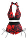Ensemble Bikini Tête de Mort Gothique Halter Années 1950 7